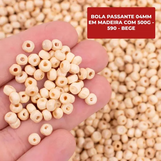 Bola Passante 04Mm Em Madeira Com 500G