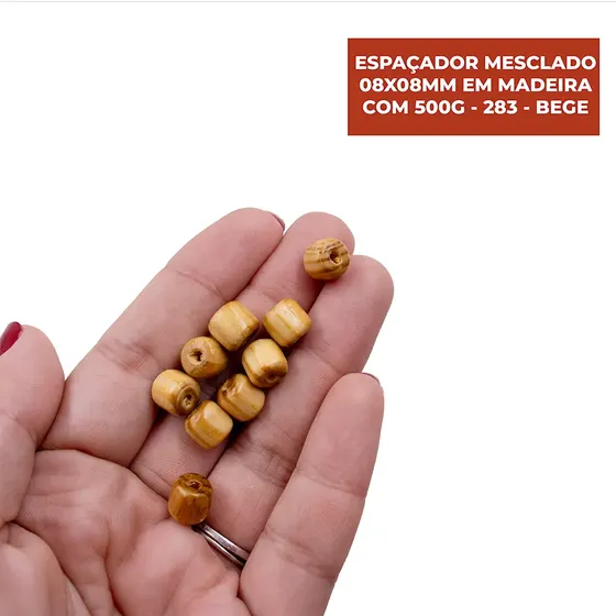 Espacador Mesclado 08X08Mm Em Madeira Com 500G