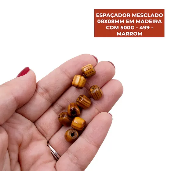 Espacador Mesclado 08X08Mm Em Madeira Com 500G