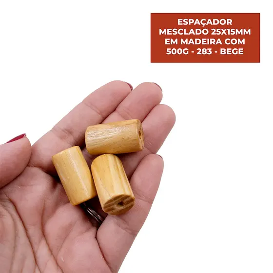 Espacador Mesclado 25X15Mm Em Madeira Com 500G