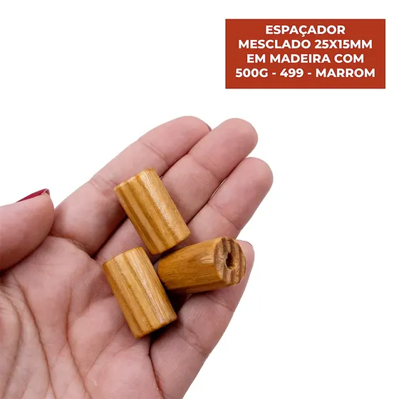 Espacador Mesclado 25X15Mm Em Madeira Com 500G