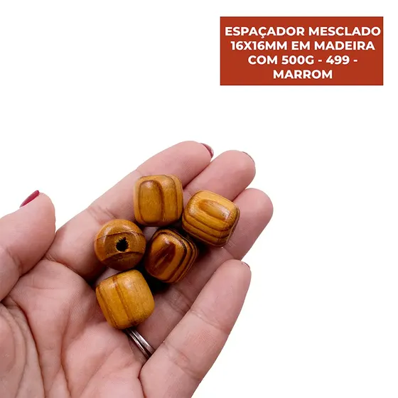 Espacador Mesclado 16X16Mm Em Madeira Com 500G