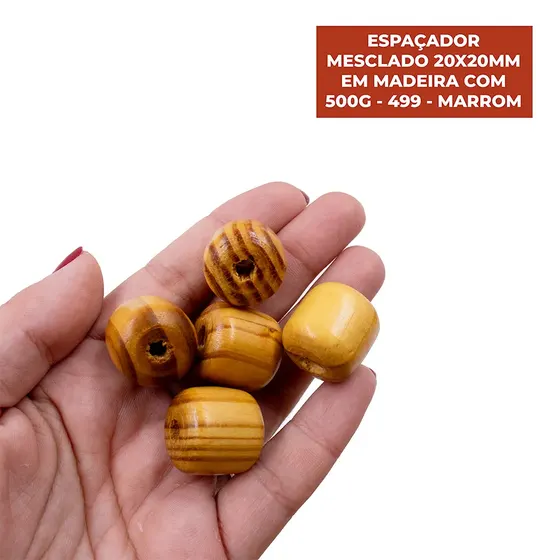 Espacador Mesclado 20X20Mm Em Madeira Com 500G