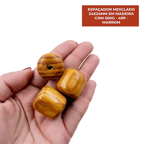 Espacador Mesclado 24X24Mm Em Madeira Com 500G
