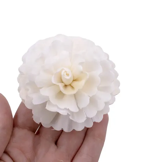 Flor Decorativa 06Cm Em Rattan Com 06 Pecas