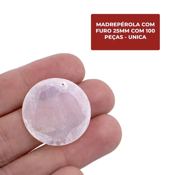 Madreperola Com Furo 25Mm Com 100 Pecas