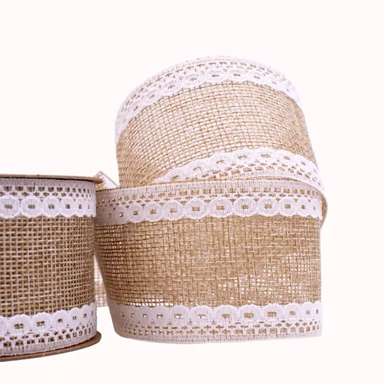Fita De Juta Com Renda Borda 50Mm Com 9 Metros