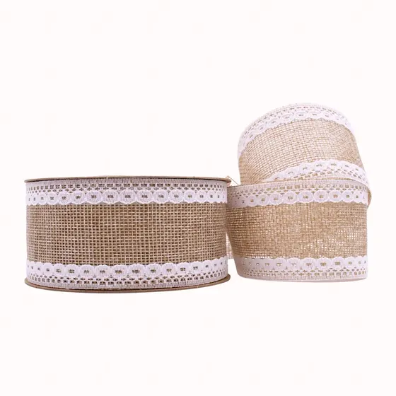 Fita De Juta Com Renda Borda 50Mm Com 9 Metros