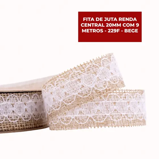 Fita De Juta Renda Central 20Mm Com 9 Metros