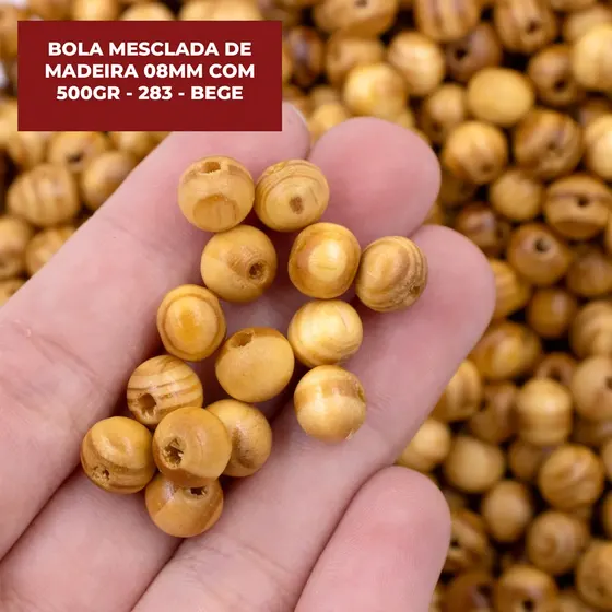 Bola Mesclada De Madeira 08Mm Com 500Gr
