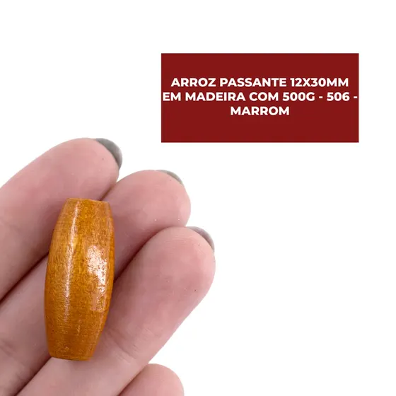 Arroz Passante 12X30Mm Em Madeira Com 500G