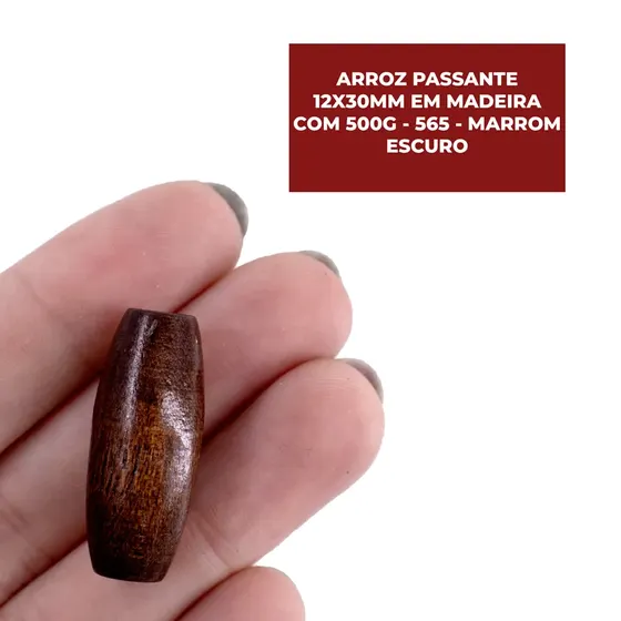 Arroz Passante 12X30Mm Em Madeira Com 500G