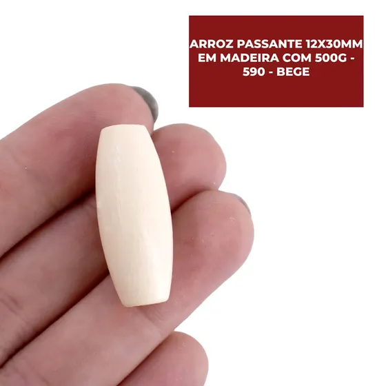 Arroz Passante 12X30Mm Em Madeira Com 500G