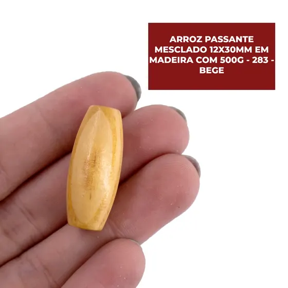 Arroz Passante Mesclado 12X30Mm Em Madeira Com 500G
