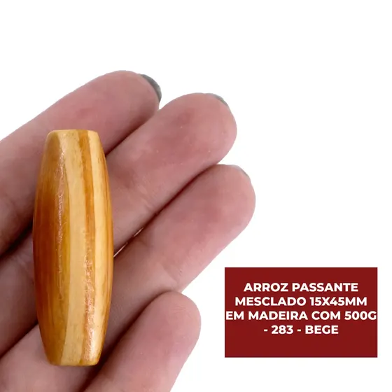 Arroz Passante Mesclado 15X45Mm Em Madeira Com 500G
