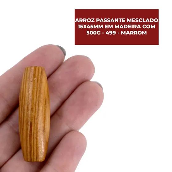 Arroz Passante Mesclado 15X45Mm Em Madeira Com 500G