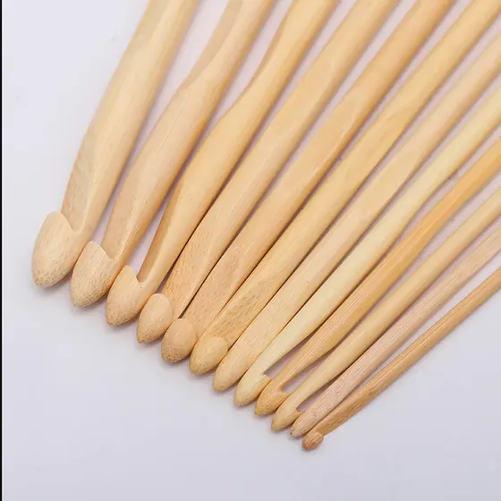 Kit Estojo Com Agulhas De Croche Em Bambu Com 20 Pecas