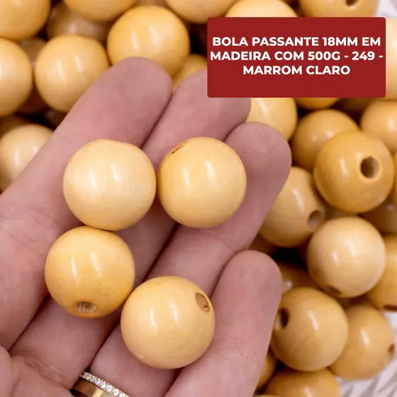 Bola Passante 18Mm Em Madeira Com 500G
