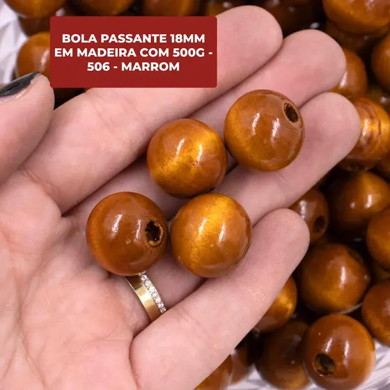 Bola Passante 18Mm Em Madeira Com 500G