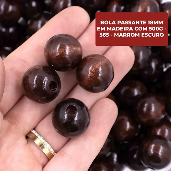 Bola Passante 18Mm Em Madeira Com 500G