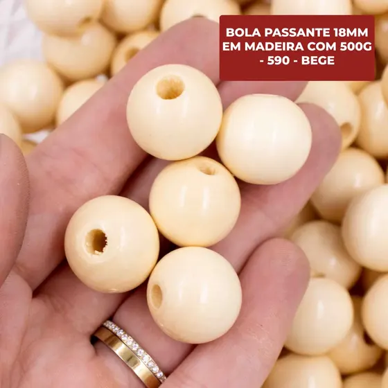 Bola Passante 18Mm Em Madeira Com 500G