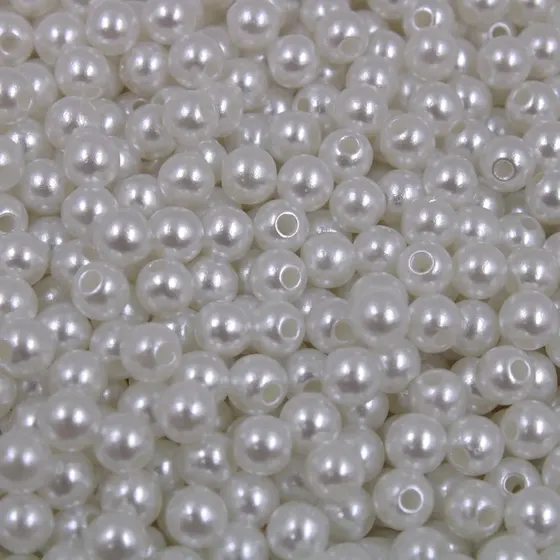 Perola Inteira Com Furo 06Mm Em Abs Com 500Gr 209 - Branco 209