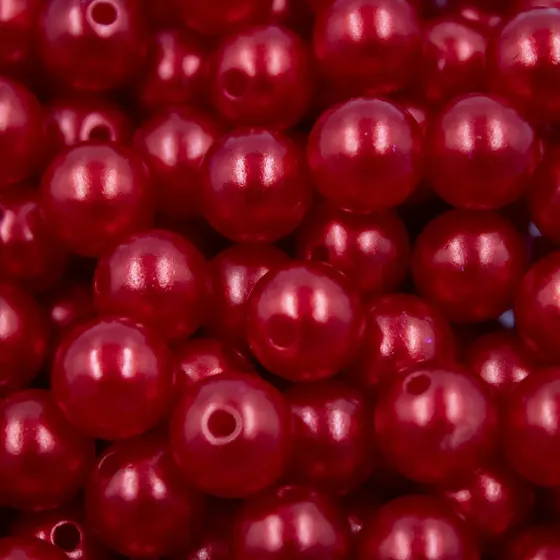 Perola Inteira Com Furo 10Mm Em Abs Com 500Gr 201 - Vermelho Z1