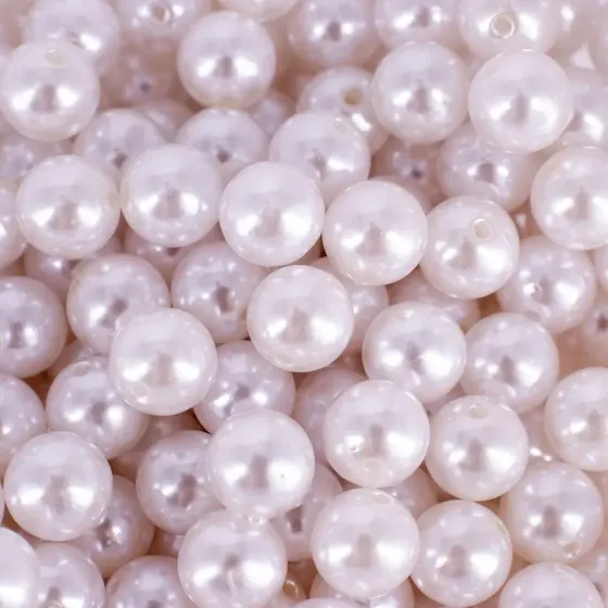 Perola Inteira Com Furo 10Mm Em Abs Com 500Gr 209 - Branco 209