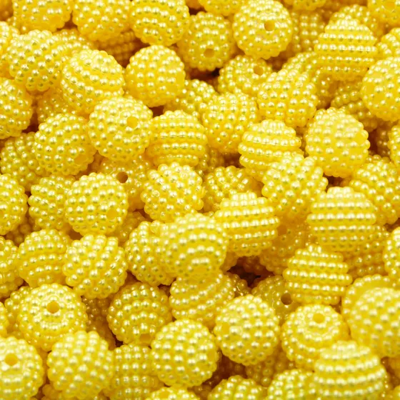 Perola Craquelada Passante 10Mm Em Abs Com 50G Amarelo Canario