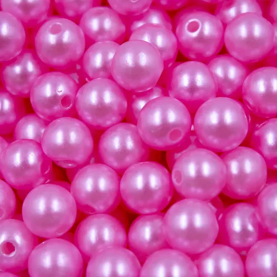 Perola Inteira Com Furo 08Mm Em Abs Com 50G Rosa Chiclete