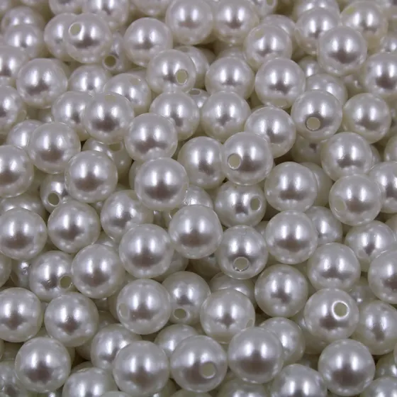 Perola Inteira Com Furo 08Mm Em Abs Com 50G 209 - Branco 209