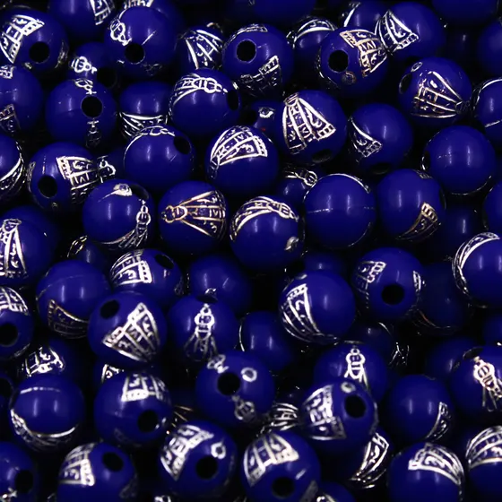 Bola Nossa Senhora Aparecida 08Mm Em Acrilico Com 50G - Azul + Prata