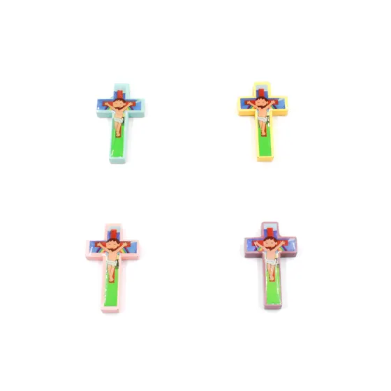 Crucifixo Para Terco 37X19Mm Em Madeira Com 20 Pecas - Colorido
