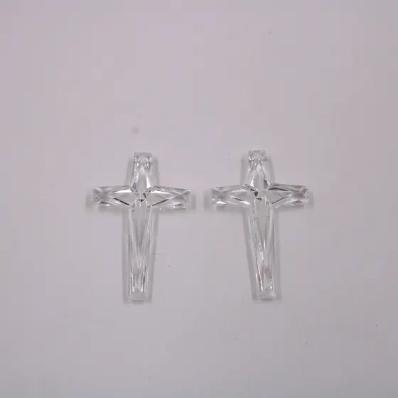 Pingente Cruz 60X38Mm Em Acrilico Com 50G - Cristal Transparente