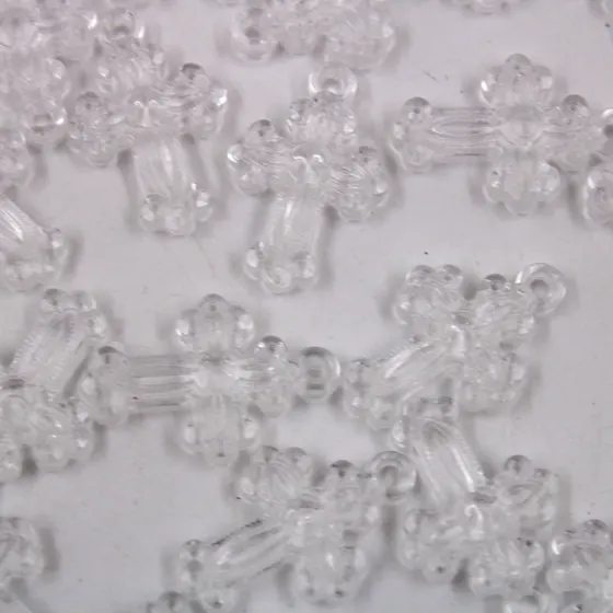 Pingente Cruz 17X13Mm Em Acrilico Com 50Gr - Cristal Transparente