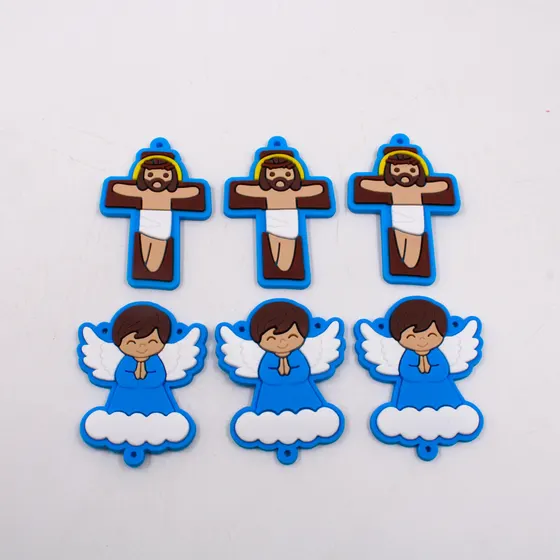Aplique Cruz E Anjo 50X40Mm Emborrachado Com 5 Pecas
