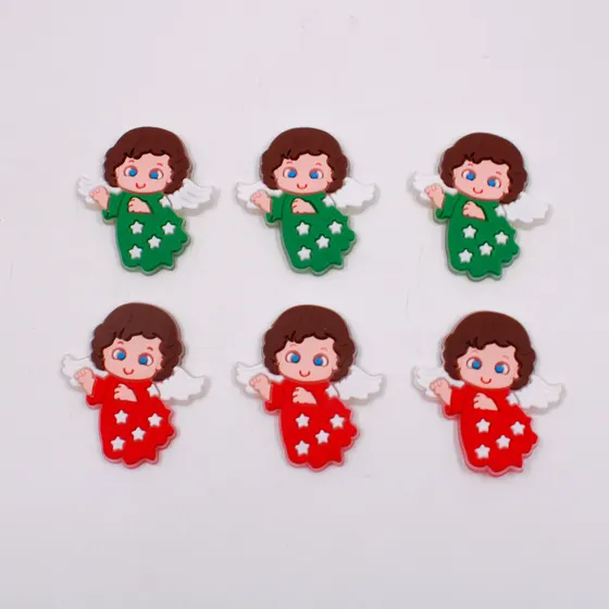 Aplique Kit Anjos Natal Emborrachado Com 5 Pecas