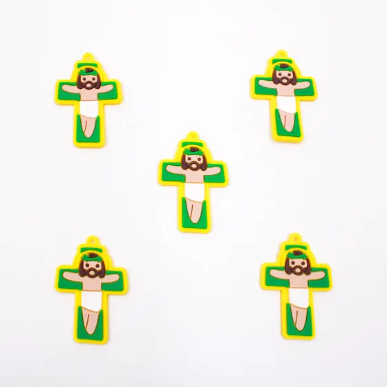 Aplique Cruz 35X50Mm Emborrachado Com 50 Pecas - Verde E Amarelo