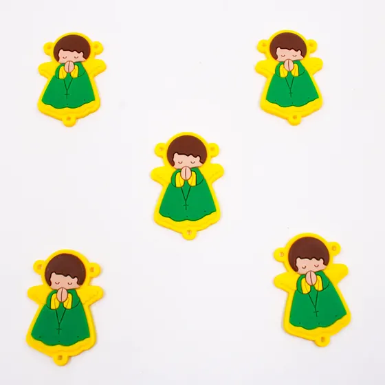 Aplique Anjos 33X50Mm Emborrachado Com 50 Pecas - Verde E Amarelo