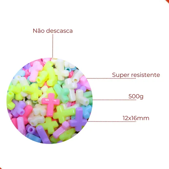 Entremeio Cruz Infantil 20X10Mm Em Plastico Com 500Gr 103 - Colorido 103
