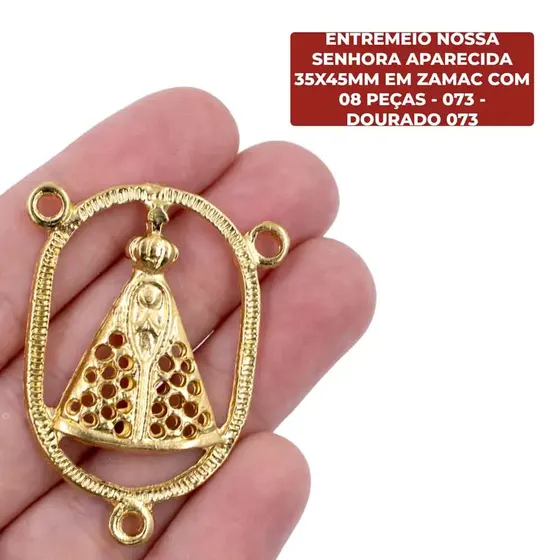 Entremeio Nossa Senhora Aparecida 35X45Mm Em Zamac Com 08 Pecas