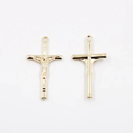 Pingente Cruz Simples Com Cristo 40X20Mm Em Zamac Com 100Gr