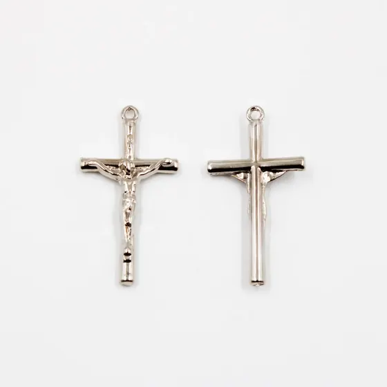 Pingente Cruz Simples Com Cristo 40X20Mm Em Zamac Com 100Gr