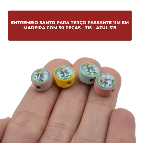 Entremeio Santo Para Terco 11Mm Em Madeira Com 50 Pecas