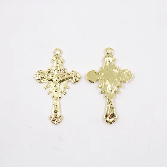 Pingente Cruz 51X31Mm Em Zamac Com 100Gr - Dourado