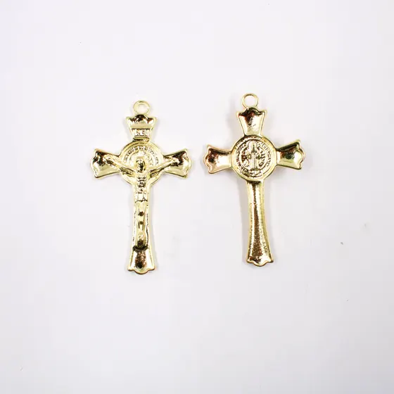 Pingente Cruz 71X42Mm Em Zamac Com 100Gr - Dourado
