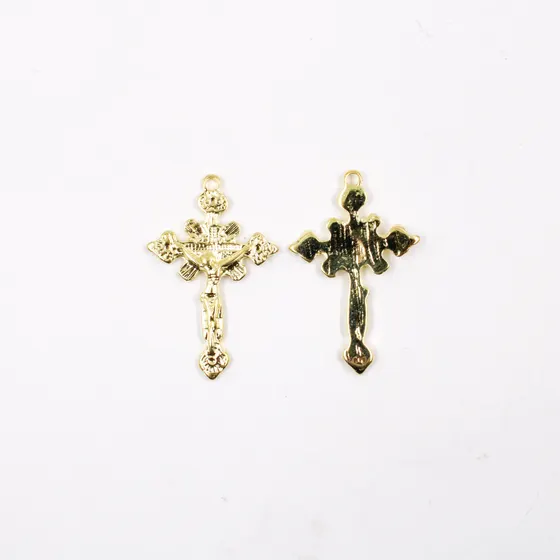 Pingente Cruz 50X37Mm Em Zamac Com 100Gr - Dourado