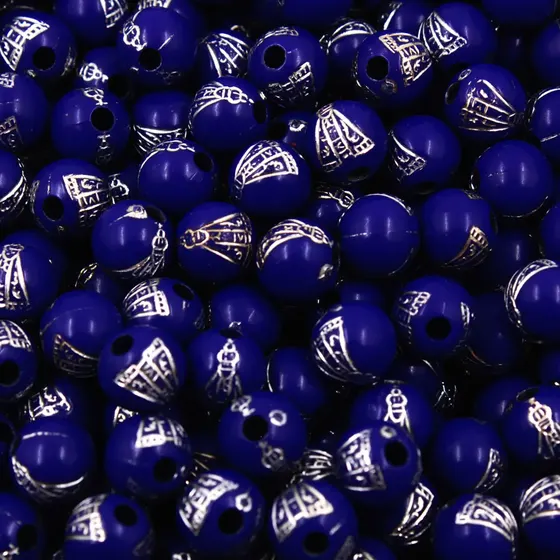 Bola Nossa Senhora Aparecida 08Mm Em Acrilico Com 500G - Azul + Prata