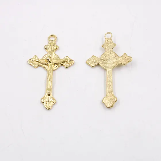 Pingente Cruz 47X26Mm Em Zamac Com 100Gr - Dourado