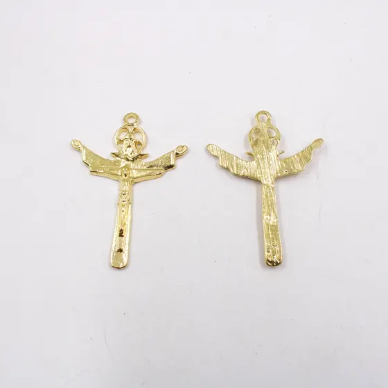 Pingente Crucifixo Cristo Redentor 47Mm Em Zamac Com 100Gr - Dourado